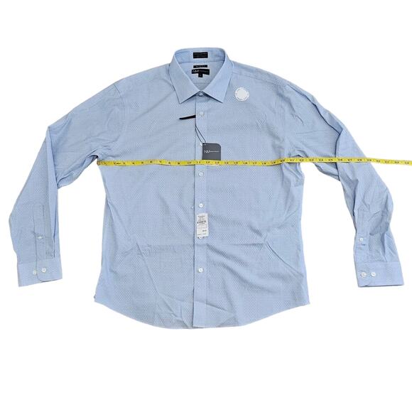 Neiman Marcus (Mens Large) Slim Fit Blue Long-Sleeve Button Dress Shirt Stretch - Picture 6 of 7